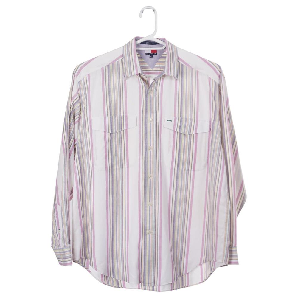 Tommy Hilfiger Shirt M/L Vintage Striped Cotton Long Sleeve Button Down Casual